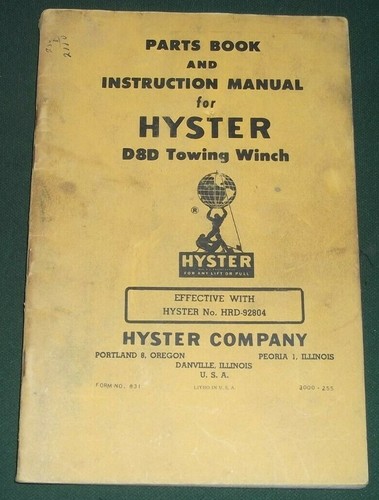Hyster d8d towing - towing, winch