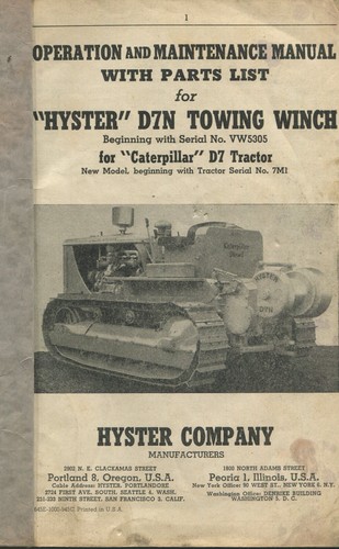 Hyster d7n towing winch for - winch,
