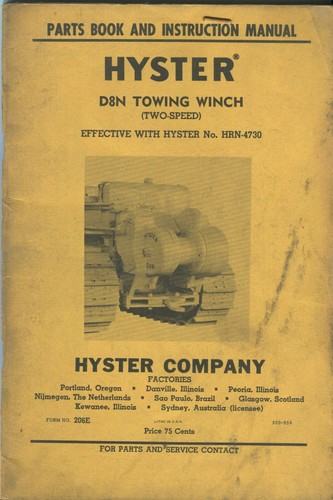 Hyster d8n towing winch for - winch,