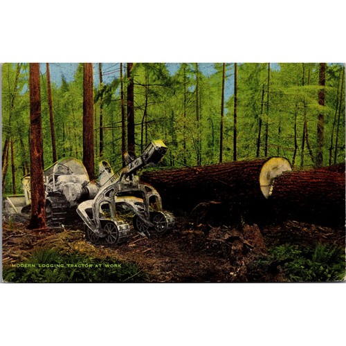 Modern logging tractor work - at,
