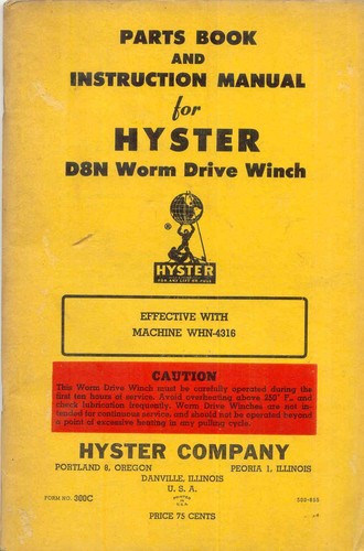 Hyster d8n worm drive - d8n,