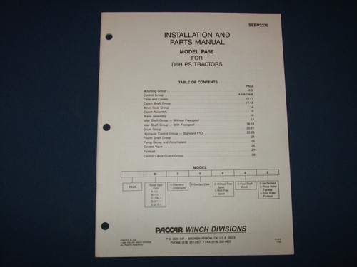Paccar pa56 winch - winch, installation