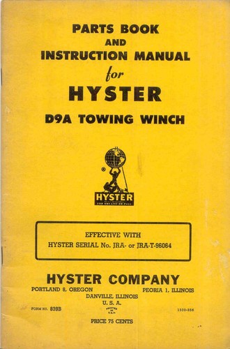 Hyster d9a towing winch jra - d9a,