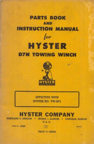 Hyster d6n towing winch - towing, trn