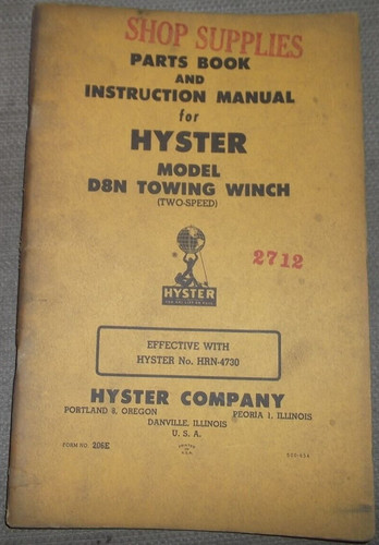 Hyster d8n towing - towing, winch